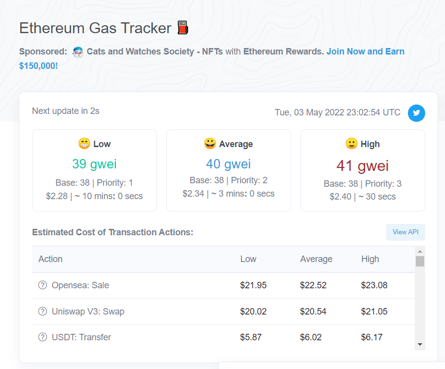 ethereum gas tracker Etherscan